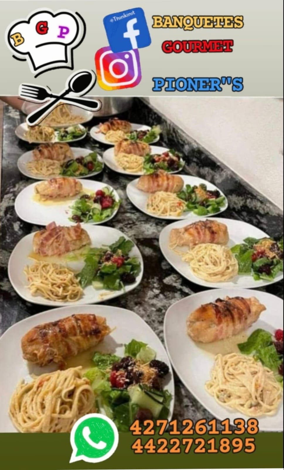 Diseño informativo de Banquetes Gourmet Pioner's