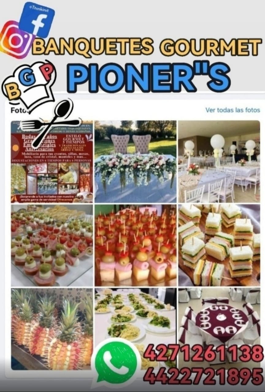 Collage informativo de Banquetes Gourmet Pioner's